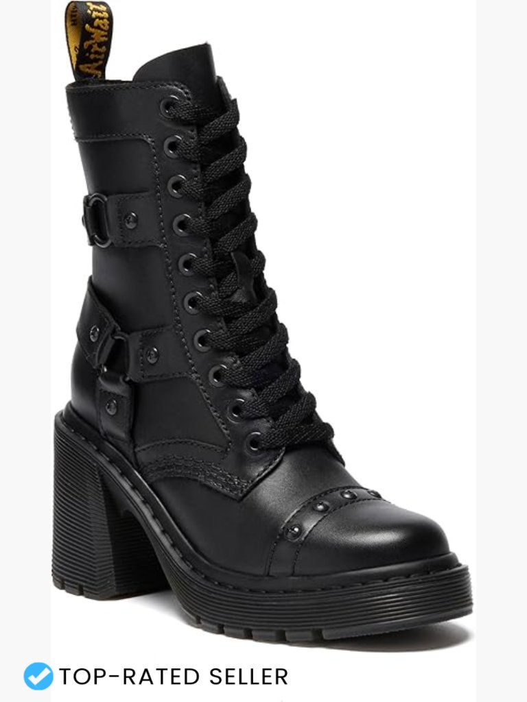 Fashion Combat Boots Flare Heel Leather Ankle Booties Zip Closure Y2k Chunky